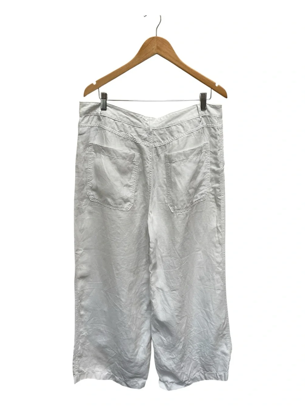 Madewell The Zoe Relaxed Wide Pant in 100% Linen Size 14 in Salt White - Picture 6 of 12